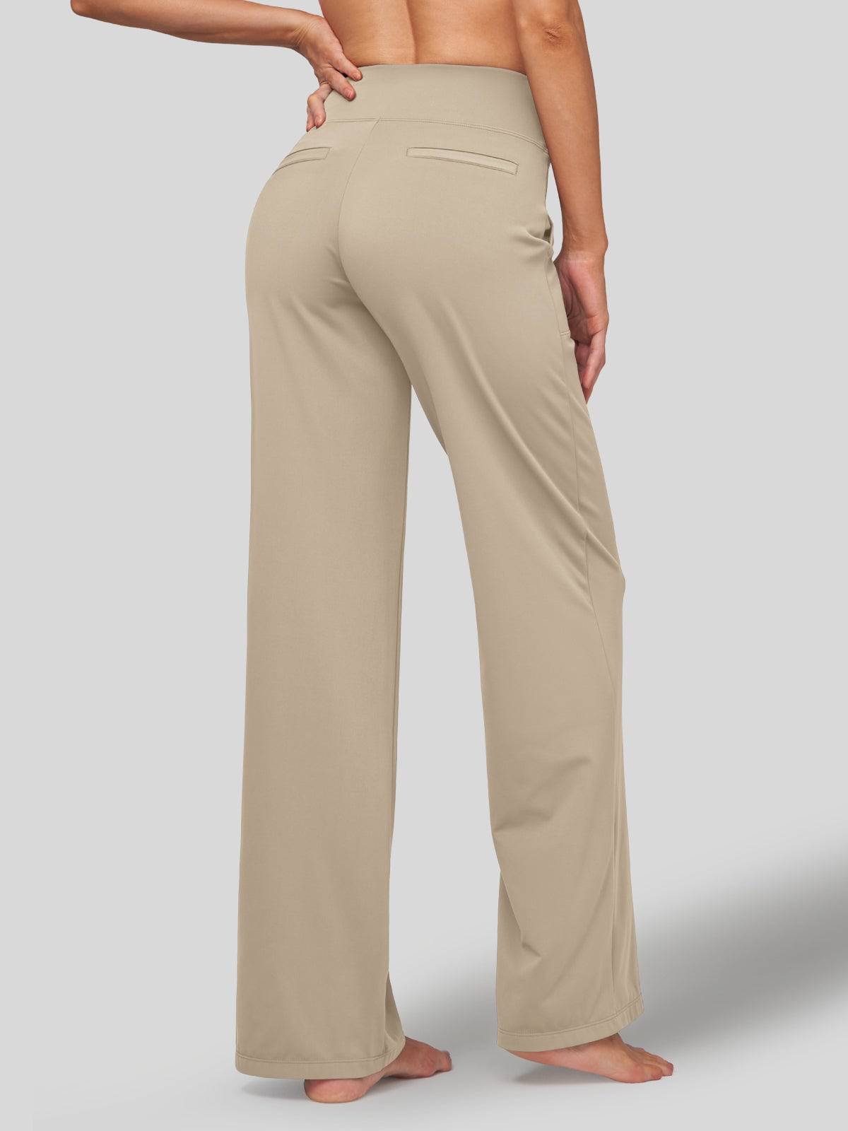 Lavisa - Women's High Rise Yoga Dress Pants - Wide Leg Work Trousers