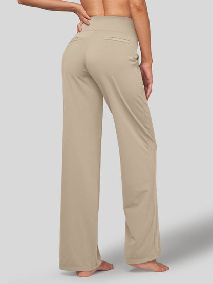 Lavisa - Women's High Rise Yoga Dress Pants - Wide Leg Work Trousers