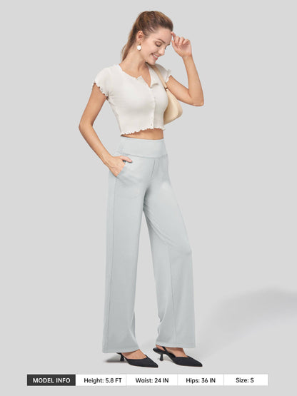 Lavisa - Women's High Rise Yoga Dress Pants - Wide Leg Work Trousers