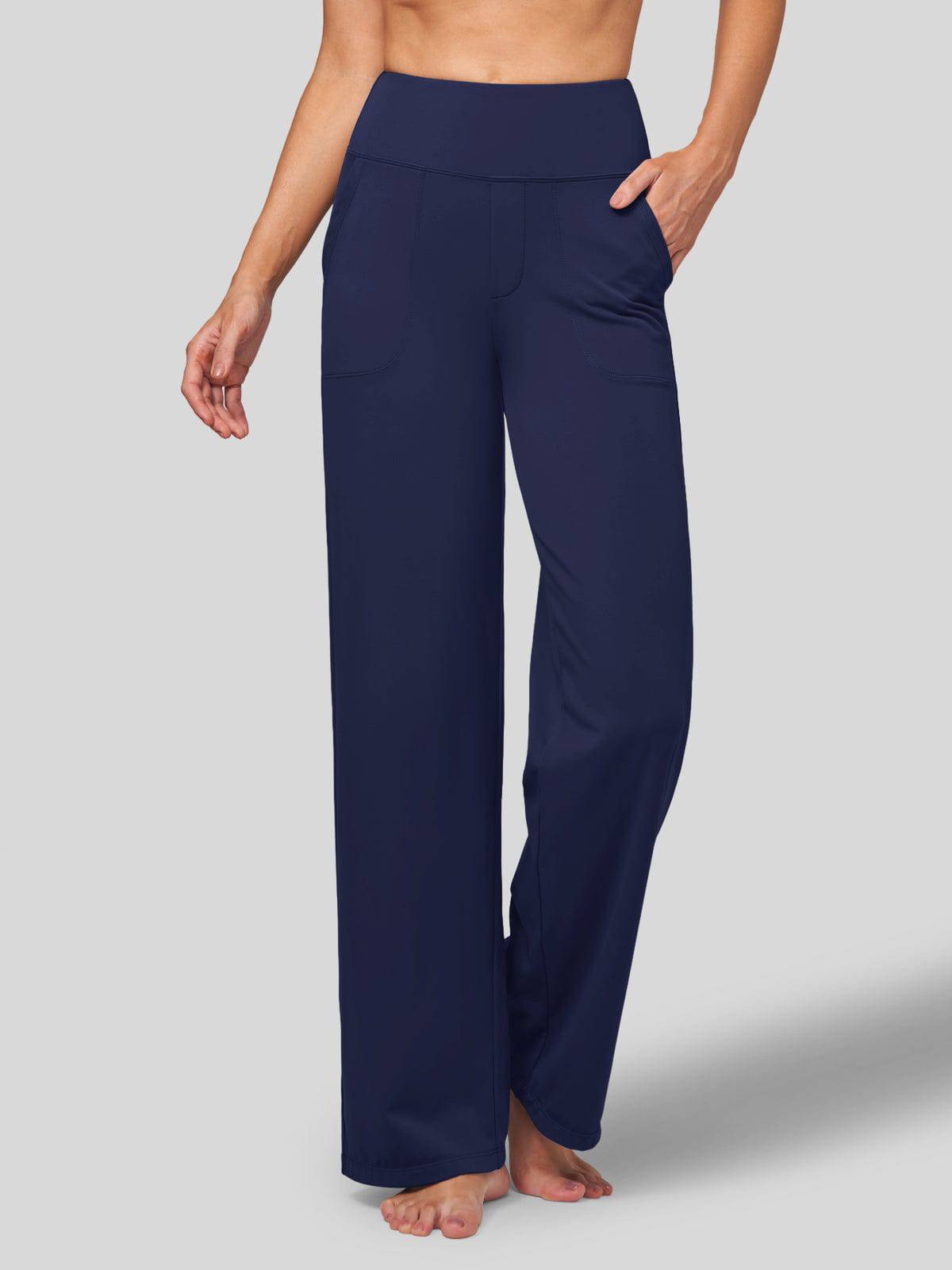 Lavisa - Women's High Rise Yoga Dress Pants - Wide Leg Work Trousers