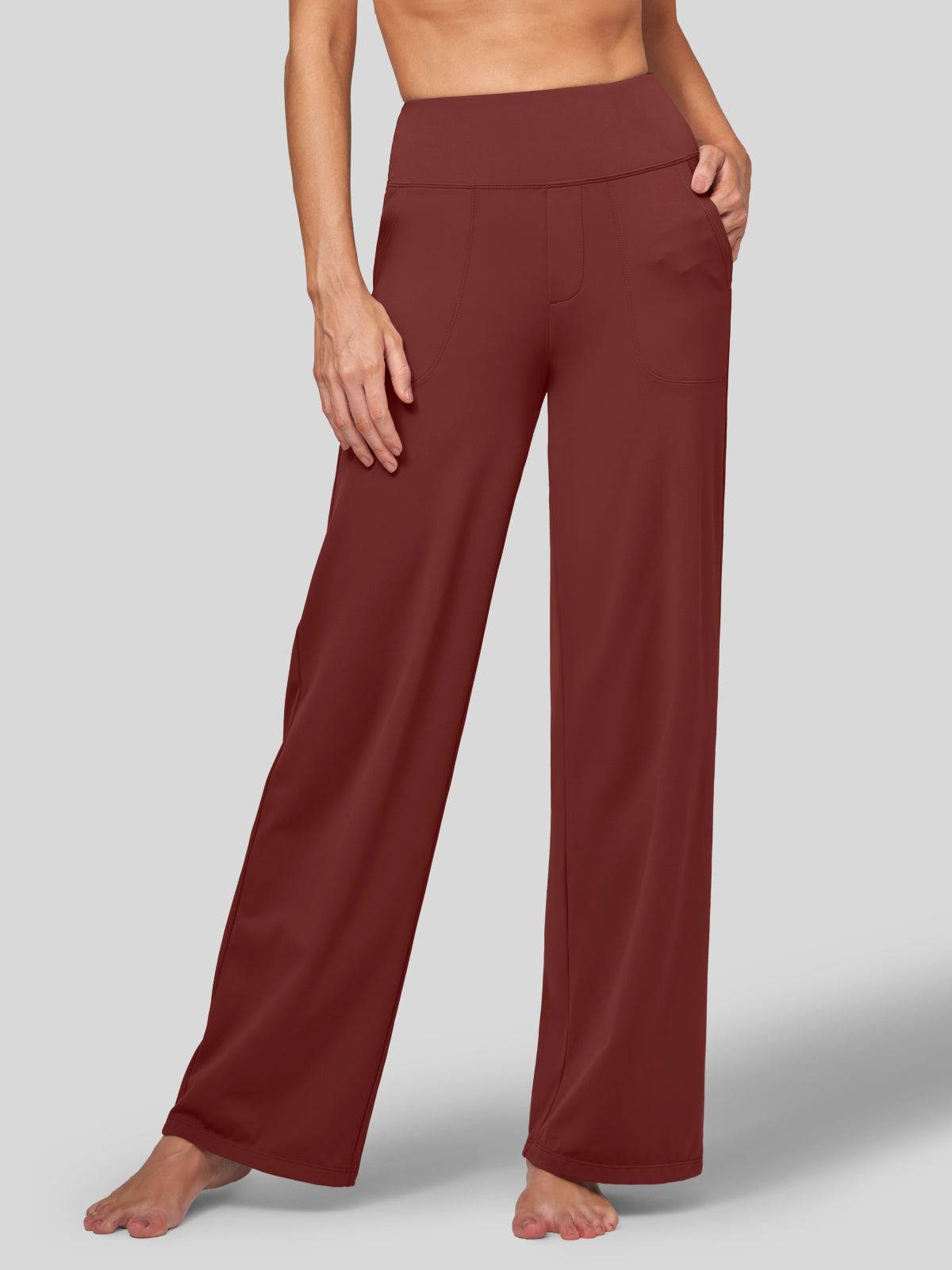 Lavisa - Women's High Rise Yoga Dress Pants - Wide Leg Work Trousers