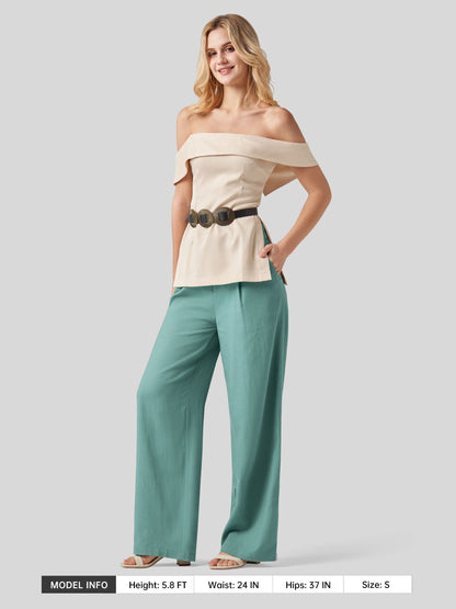 Lavisa - Women's Linen Wide Leg Pants - Flat Front & Comfortable