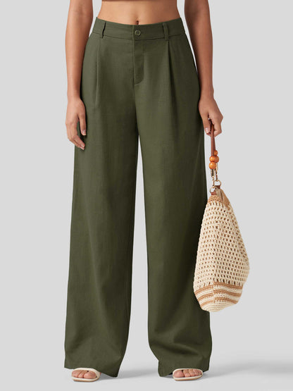 Lavisa - Women's Linen Wide Leg Pants - Flat Front & Comfortable
