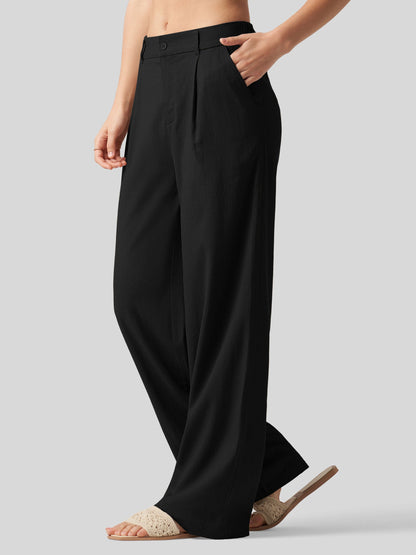 Lavisa - Women's Linen Wide Leg Pants - Flat Front & Comfortable