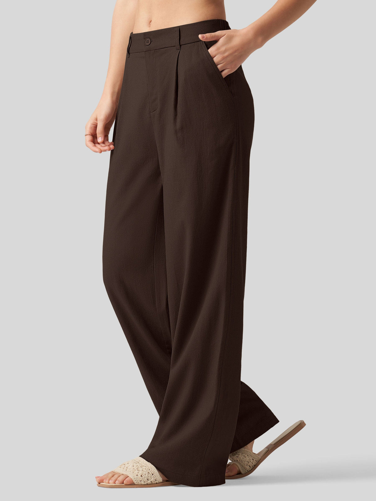 Lavisa - Women's Linen Wide Leg Pants - Flat Front & Comfortable