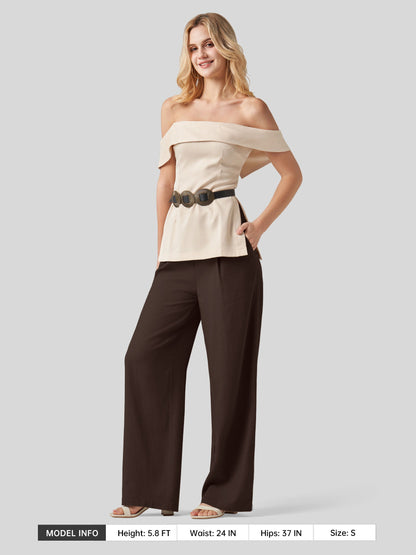 Lavisa - Women's Linen Wide Leg Pants - Flat Front & Comfortable