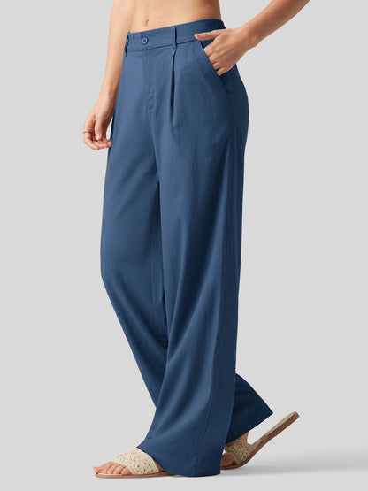 Lavisa - Women's Linen Wide Leg Pants - Flat Front & Comfortable