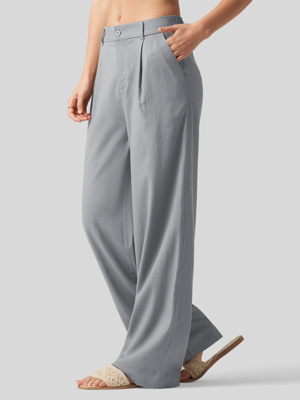 Lavisa - Women's Linen Wide Leg Pants - Flat Front & Comfortable