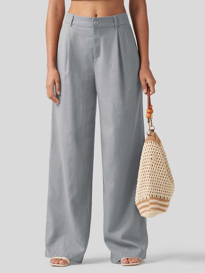 Lavisa - Women's Linen Wide Leg Pants - Flat Front & Comfortable