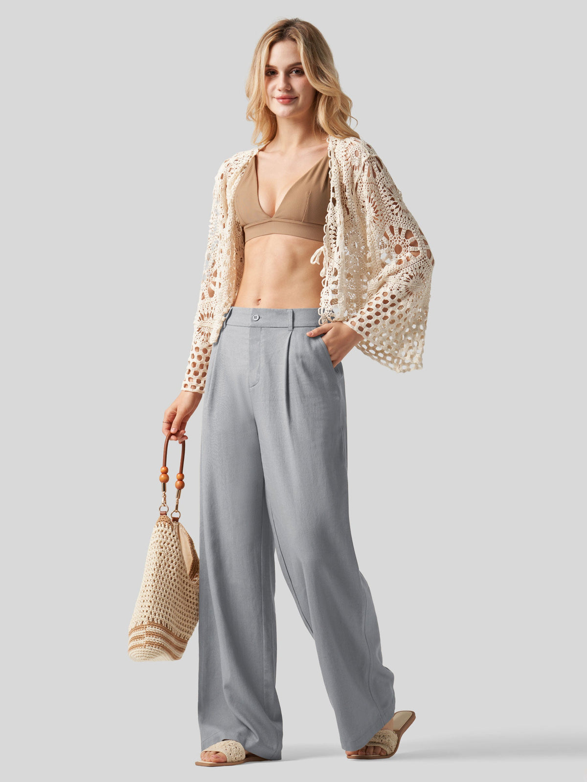 Lavisa - Women's Linen Wide Leg Pants - Flat Front & Comfortable