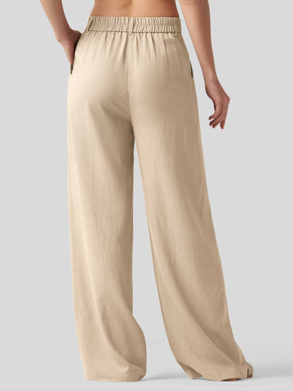 Lavisa - Women's Linen Wide Leg Pants - Flat Front & Comfortable