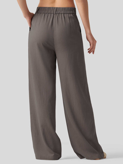 Lavisa - Women's Linen Wide Leg Pants - Flat Front & Comfortable