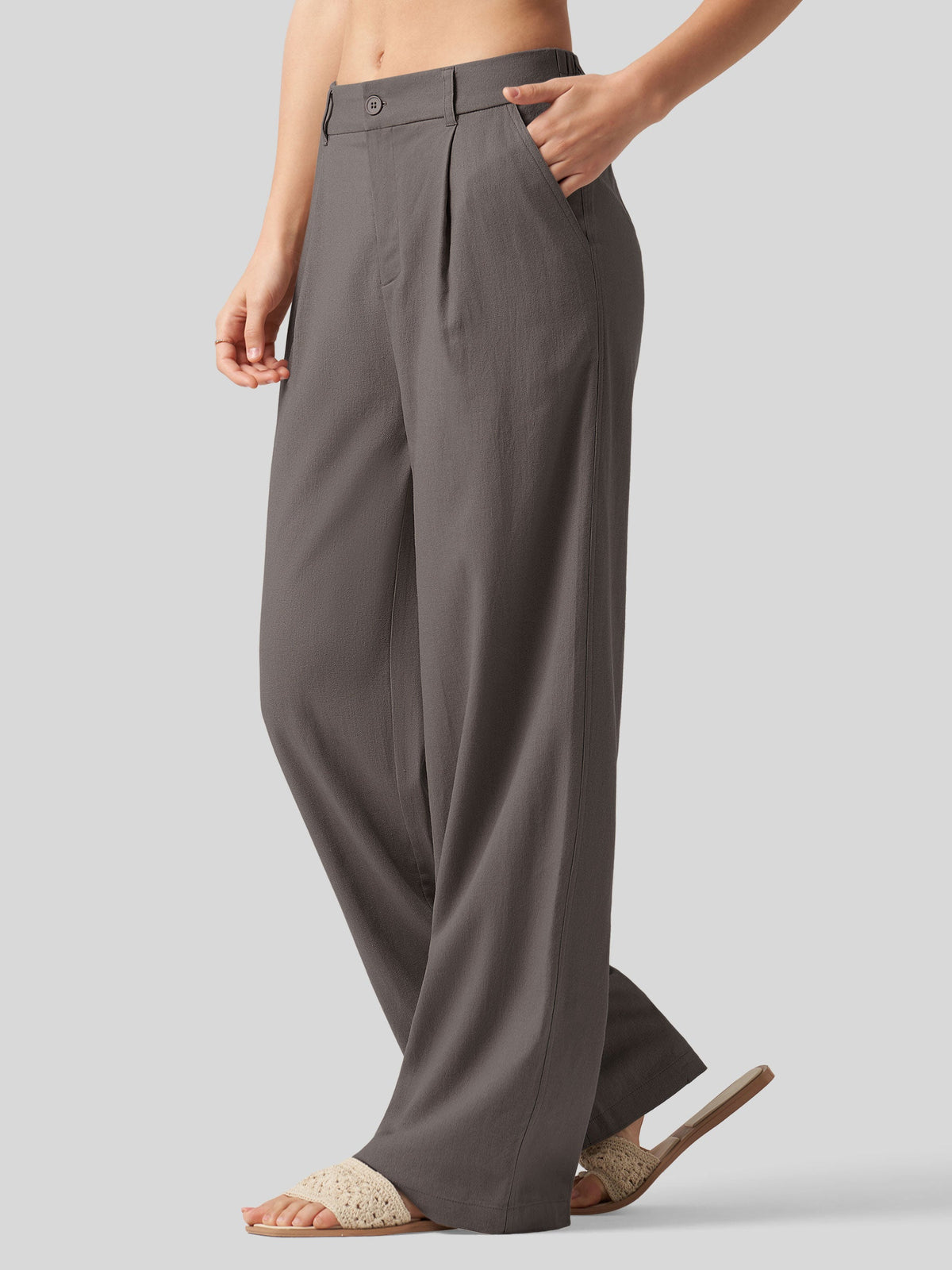 Lavisa - Women's Linen Wide Leg Pants - Flat Front & Comfortable