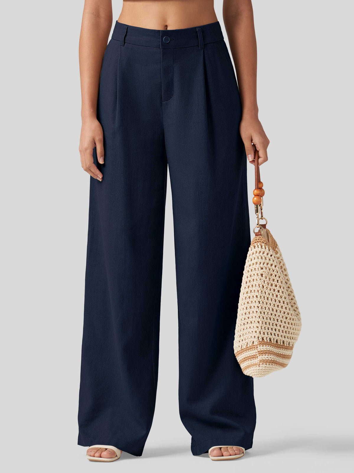 Lavisa - Women's Linen Wide Leg Pants - Flat Front & Comfortable