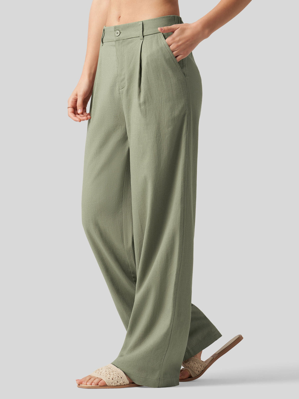 Lavisa - Women's Linen Wide Leg Pants - Flat Front & Comfortable