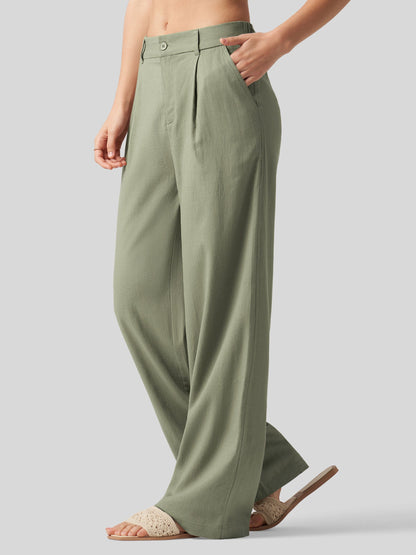 Lavisa - Women's Linen Wide Leg Pants - Flat Front & Comfortable