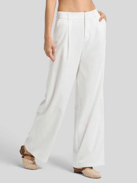 Lavisa - Women's Linen Wide Leg Pants - Flat Front & Comfortable