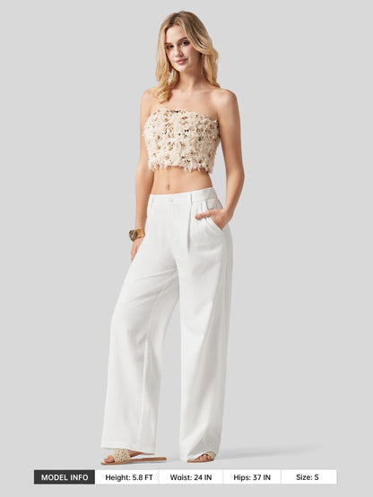 Lavisa - Women's Linen Wide Leg Pants - Flat Front & Comfortable