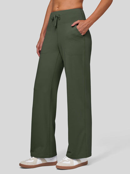 Lavisa - Women's Fleece Lined Wide Leg Lounge Pants with Drawstring