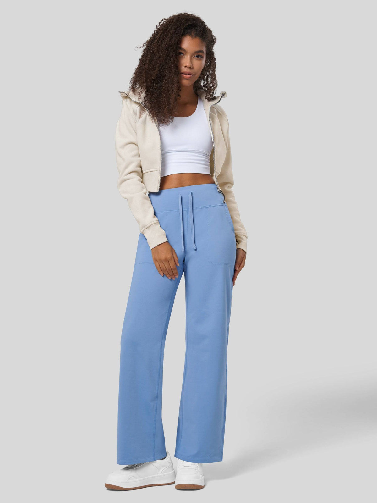 Lavisa - Women's Fleece Lined Wide Leg Lounge Pants with Drawstring