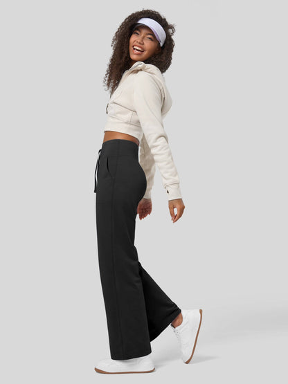 Lavisa - Women's Fleece Lined Wide Leg Lounge Pants with Drawstring