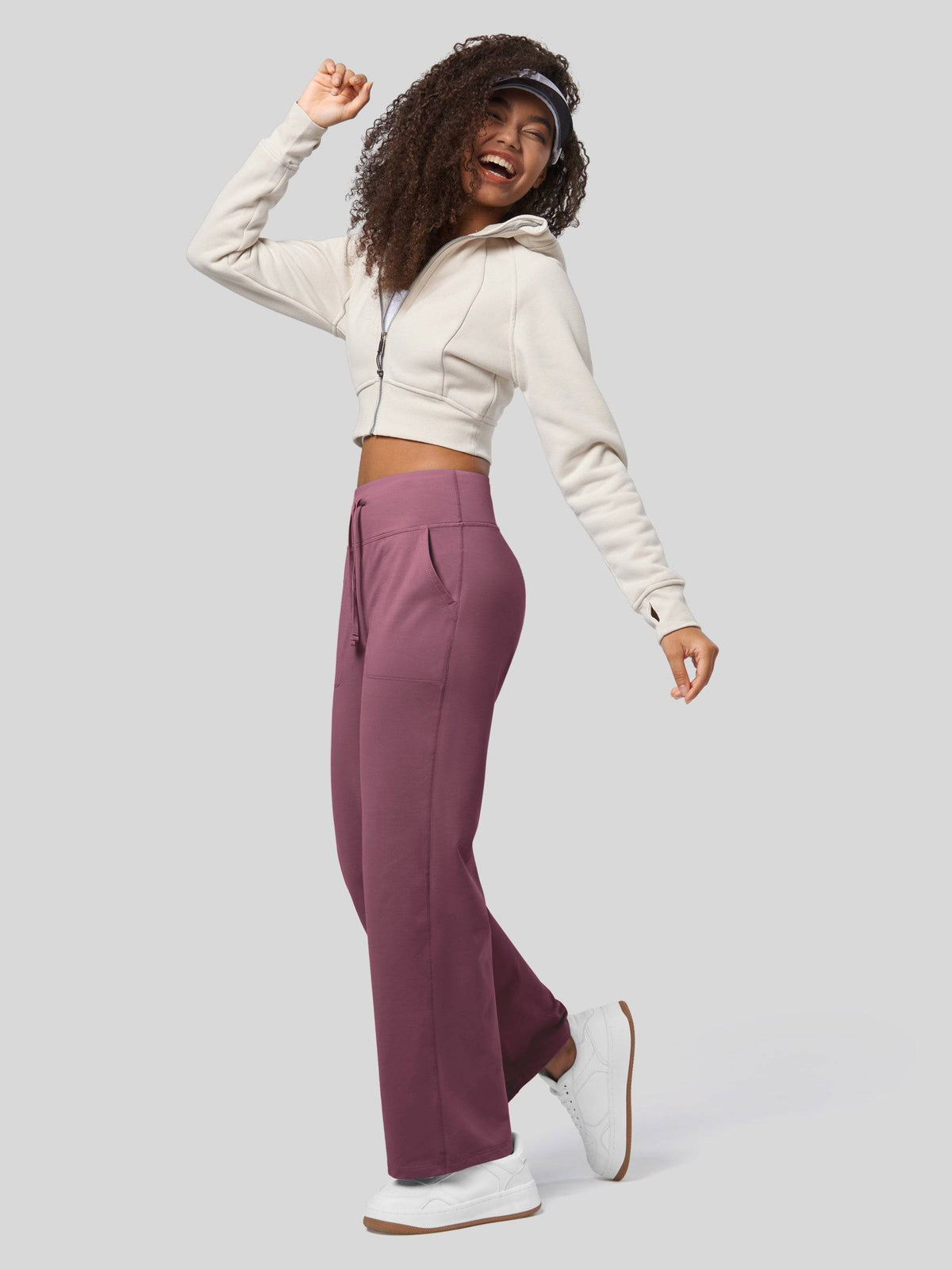 Lavisa - Women's Fleece Lined Wide Leg Lounge Pants with Drawstring