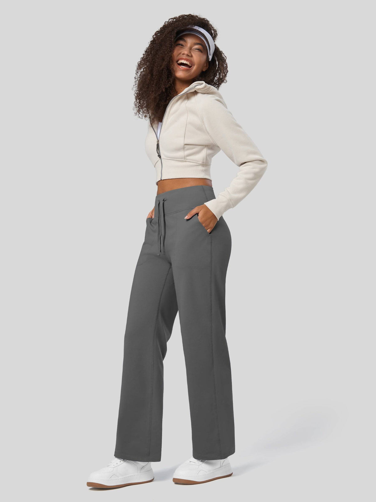 Lavisa - Women's Fleece Lined Wide Leg Lounge Pants with Drawstring