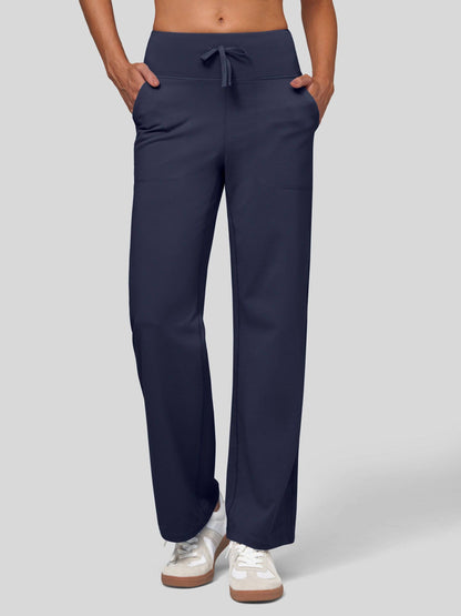Lavisa - Women's Fleece Lined Wide Leg Lounge Pants with Drawstring