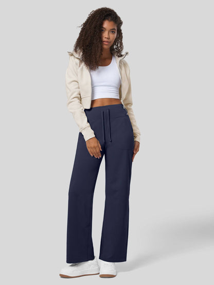 Lavisa - Women's Fleece Lined Wide Leg Lounge Pants with Drawstring