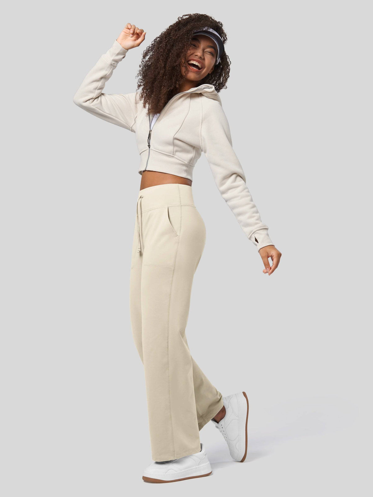 Lavisa - Women's Fleece Lined Wide Leg Lounge Pants with Drawstring