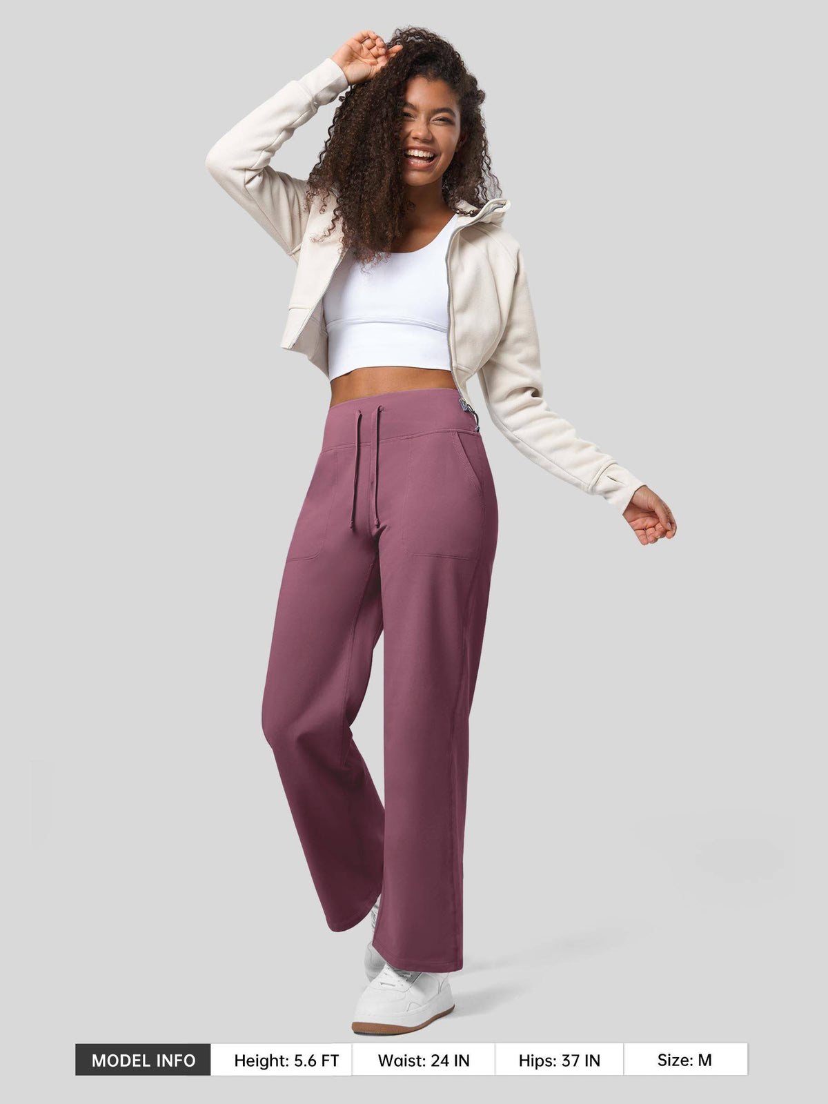 Lavisa - Women's Fleece Lined Wide Leg Lounge Pants with Drawstring