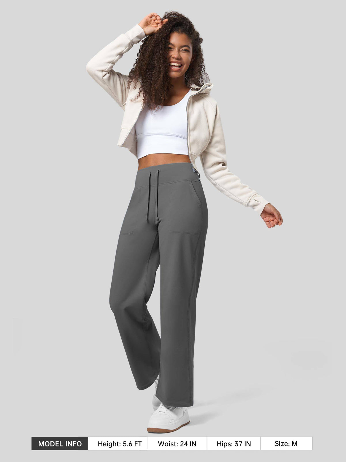 Lavisa - Women's Fleece Lined Wide Leg Lounge Pants with Drawstring