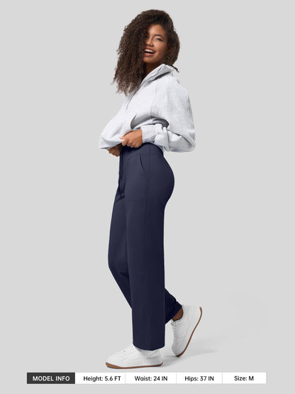 Lavisa - Women's Fleece Lined Wide Leg Lounge Pants with Drawstring