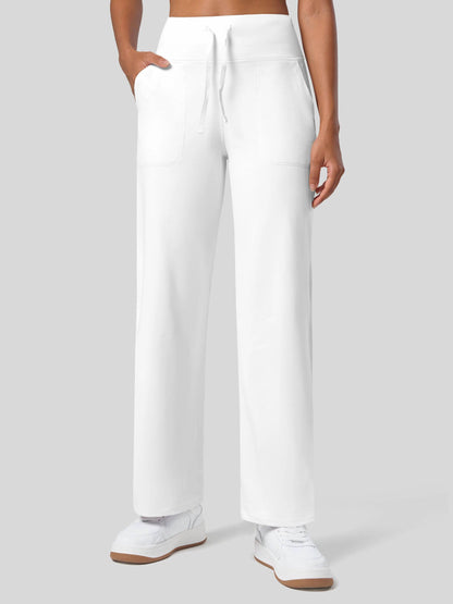 Lavisa - Women's Fleece Lined Wide Leg Lounge Pants with Drawstring