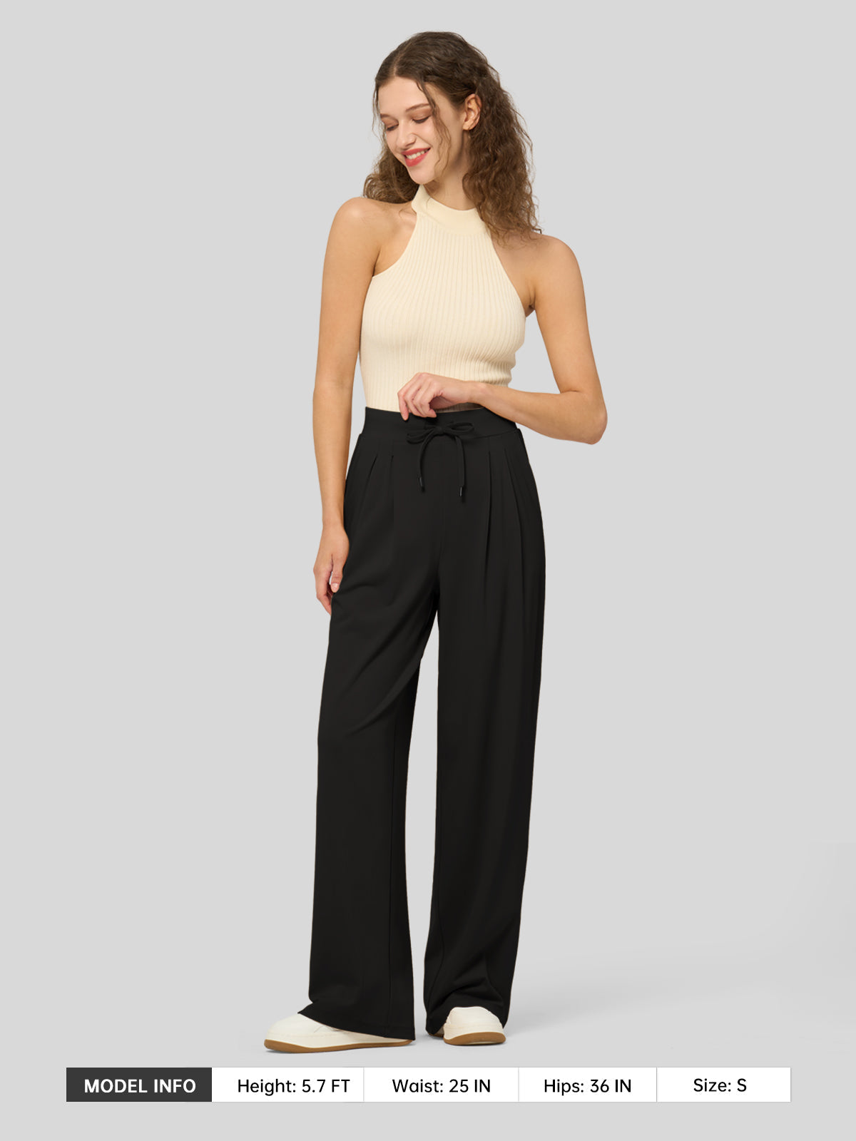 Lavisa - Women's Stretchy Wide Leg Dress Pants - Work & Casual