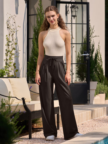 Lavisa - Women's Stretchy Wide Leg Dress Pants - Work & Casual