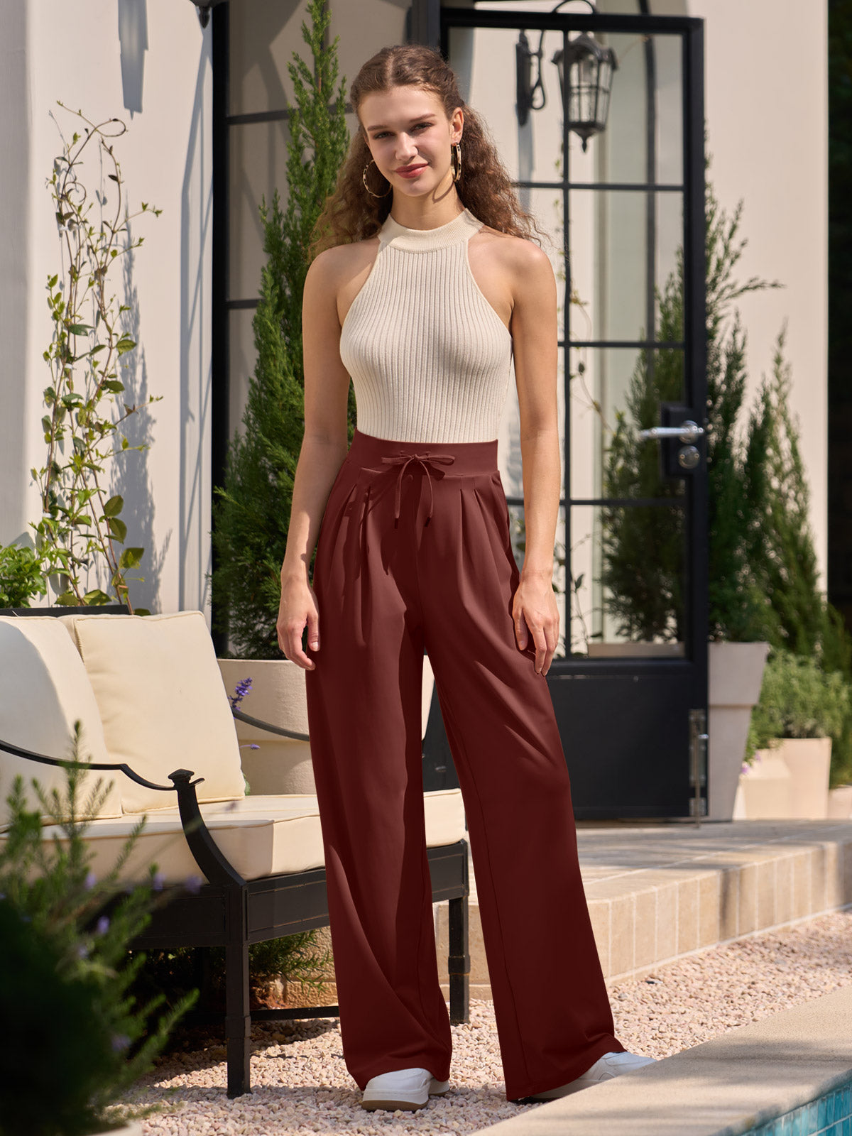 Lavisa - Women's Stretchy Wide Leg Dress Pants - Work & Casual