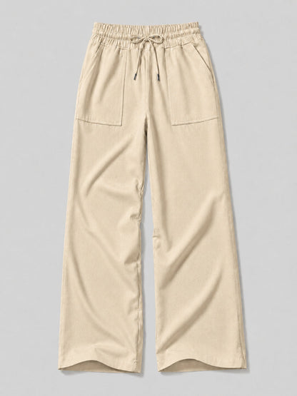 Lavisa - Women's Cotton Linen Wide Leg Drawstring Pants