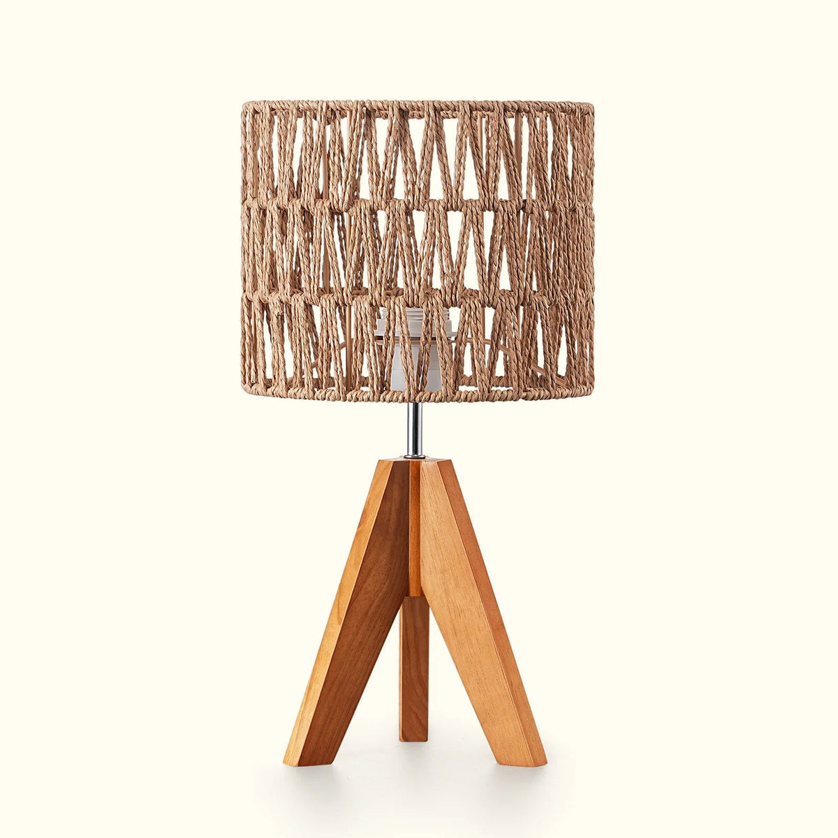 Lavisa - Boho Rattan Tripod Table Lamp with Woven Shade