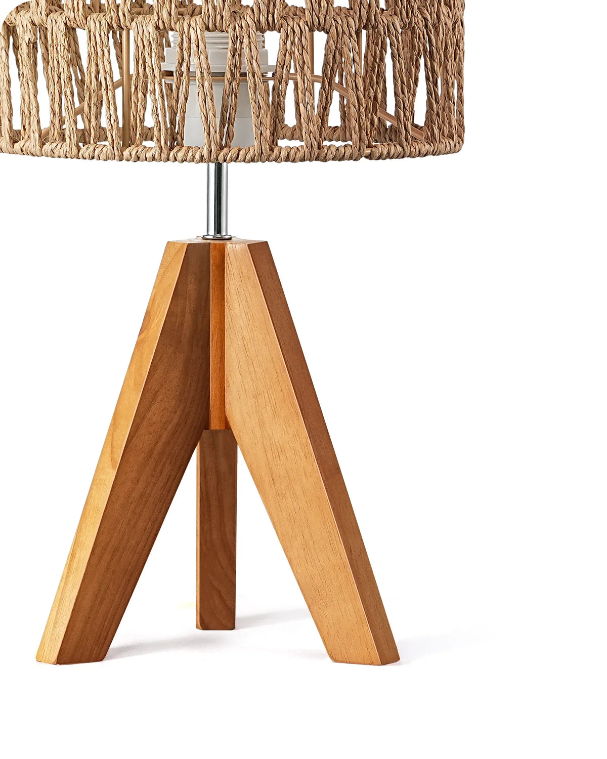 Lavisa - Boho Rattan Tripod Table Lamp with Woven Shade