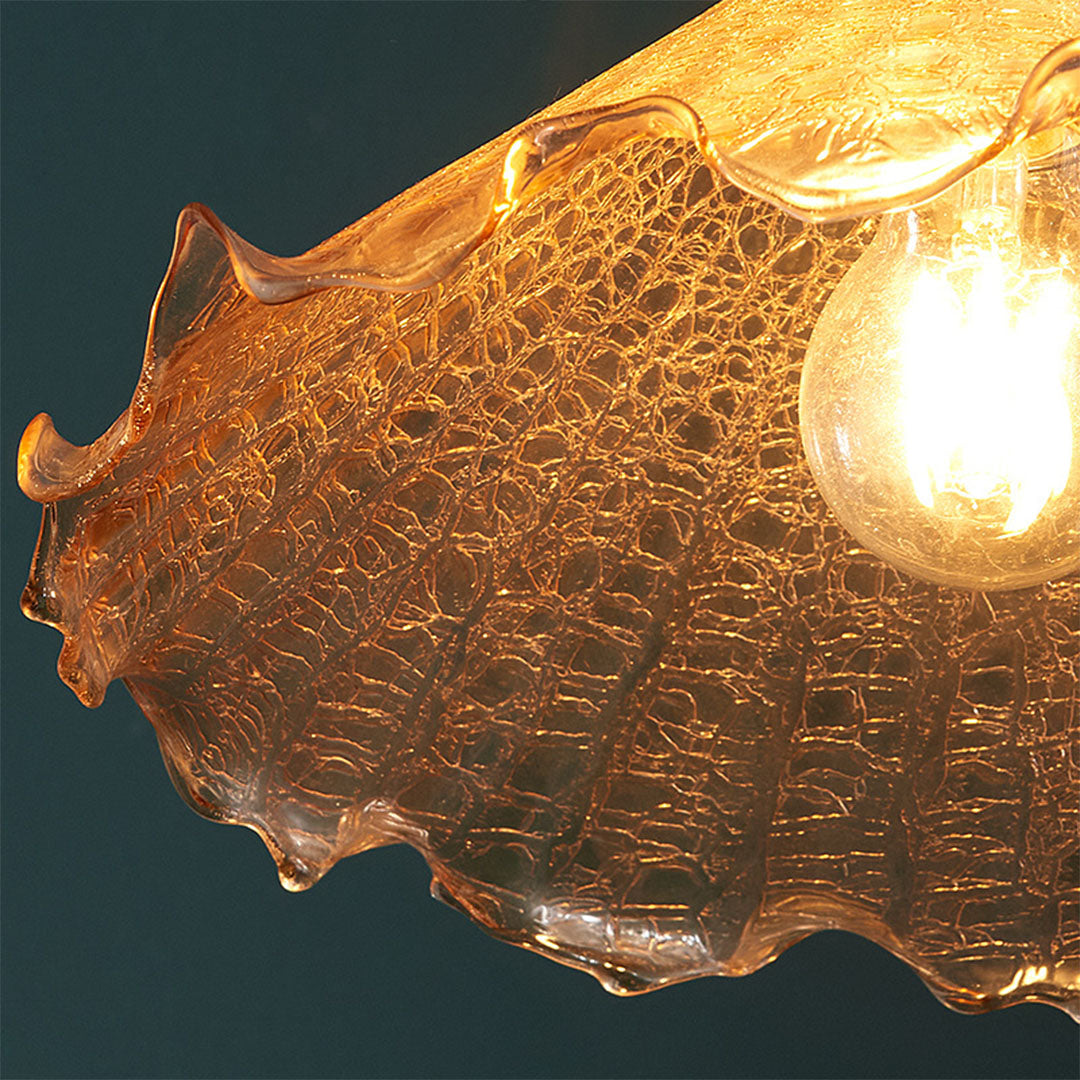 Lavisa - Cracked Glass Pendant Light Brass and Walnut Ceiling Fixture