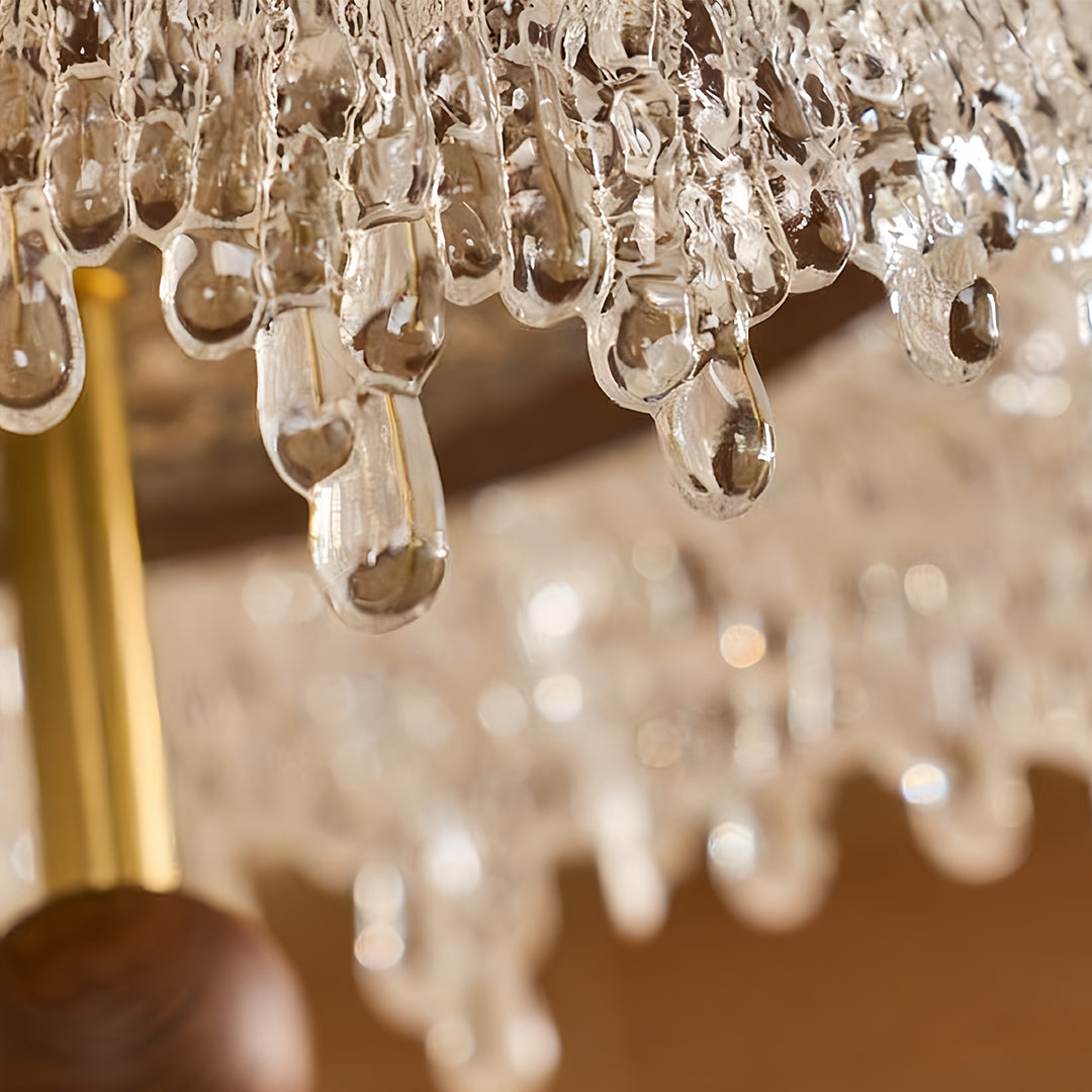 Lavisa - Vintage Walnut Teardrop Pendant Light with Acrylic Drops