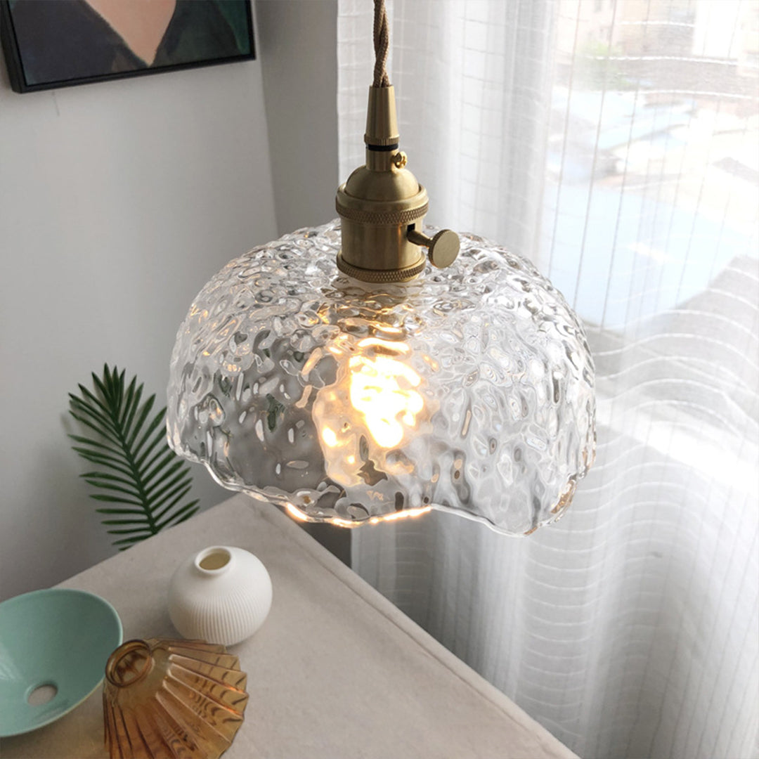 Lavisa - Hammered Glass Pendant Light Nordic Brass Ceiling Lamp