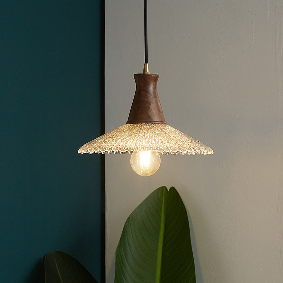 Lavisa - Wabi Sabi Wood and Glass Pendant Light Japanese Ceiling Lamp