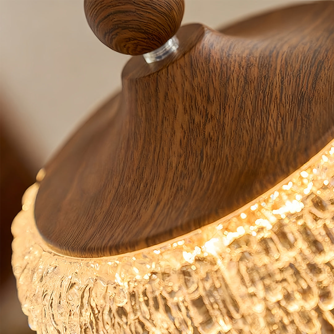 Lavisa - Vintage Walnut Teardrop Pendant Light with Acrylic Drops