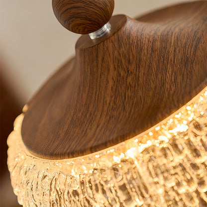 Lavisa - Vintage Walnut Teardrop Pendant Light with Acrylic Drops