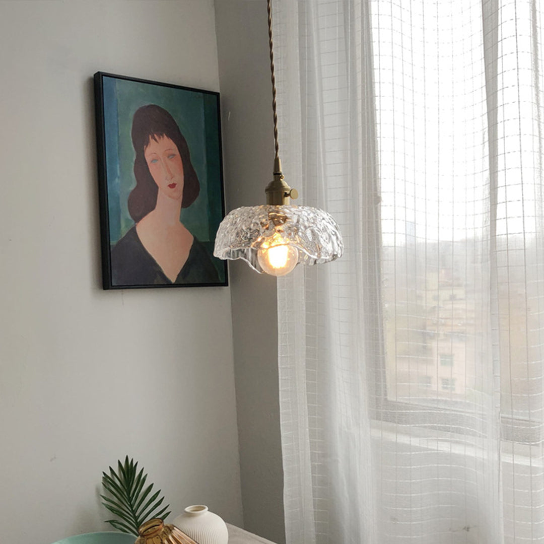 Lavisa - Hammered Glass Pendant Light Nordic Brass Ceiling Lamp
