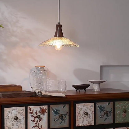 Lavisa - Wabi Sabi Wood and Glass Pendant Light Japanese Ceiling Lamp