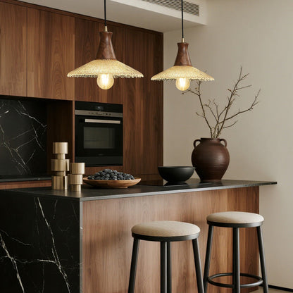 Lavisa - Wabi Sabi Wood and Glass Pendant Light Japanese Ceiling Lamp