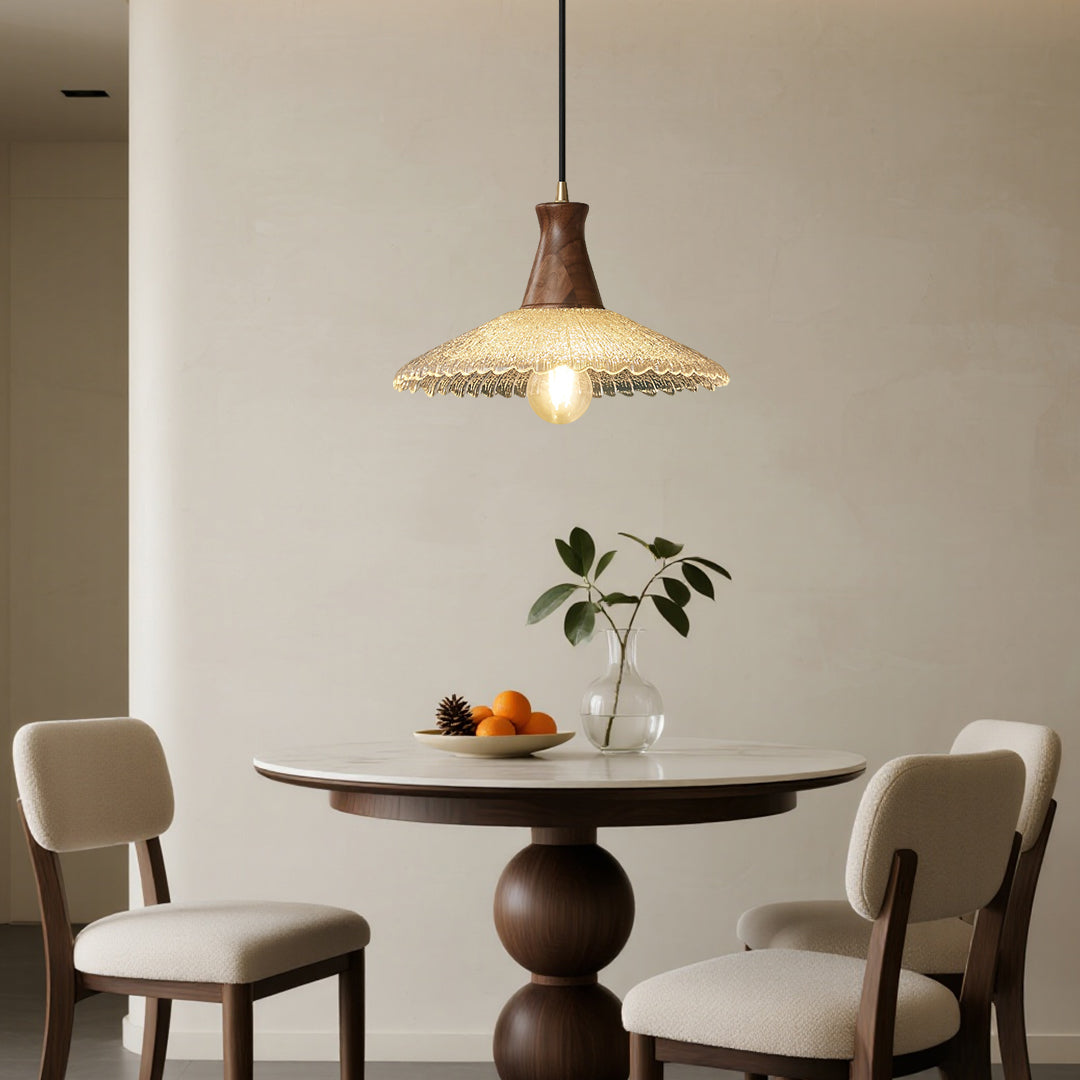 Lavisa - Wabi Sabi Wood and Glass Pendant Light Japanese Ceiling Lamp